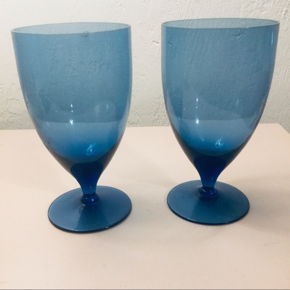 VINTAGE BLUE WATER GOBLETS - Picture 1 of 1
